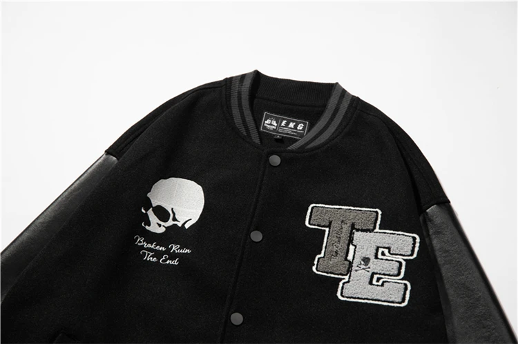 Куртка-бомбер мужская с вышивкой черепа на осень/зиму | Мужская одежда
