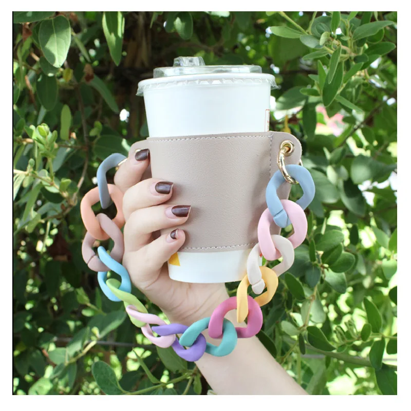 

350ml Portable Coffee Cup Holder Hanging Portable Cup Paper Cup Leather Case Milk Tea Beverage Cup Bag