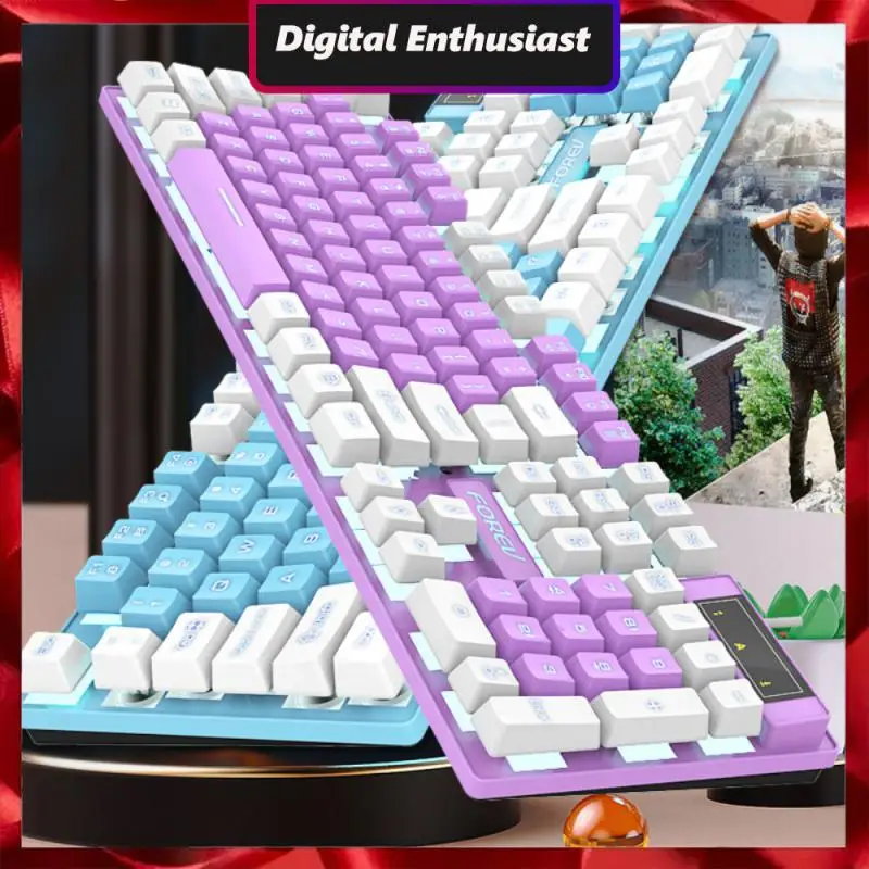 

Multimedia Keys Wired Game Keyboard Cool Game Light Luminous E-sports Keyboards White Backlight Ergonomics Usb Gaming Keyboard