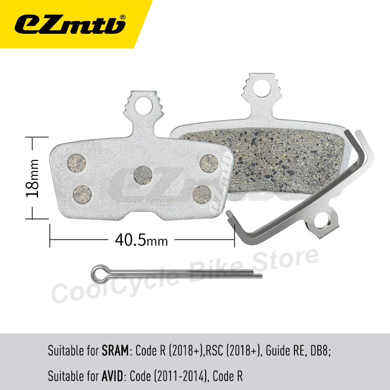 Фото Бесшумная кевларовая керамическая дисковая тормозная колодка EZMTB для SRAM AVID GUIDE CODE R RSC LEVEL TL T TLM B1 Red Force eTap AXS MAVEN Elite Class №5