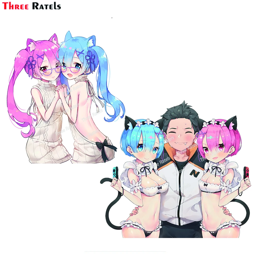 

Three Ratels H865 милый аниме Rem Ram и Natsuki Subaru Re Zero Kara Hajimeru Isekai Seikatsu автомобильные наклейки на стену