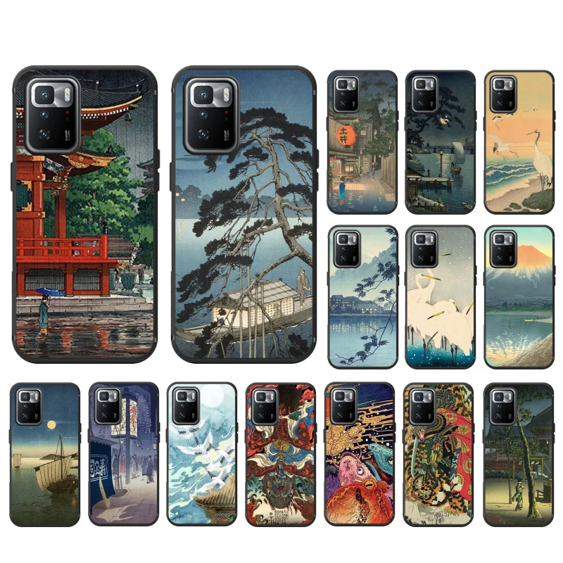 

Japanese Art Crane Fuji MountainPhone Case for Xiaomi Redmi Note 11 10 Pro Note 8 Pro 9Pro Note9 9S 10S 9T Redmi 10 9C 9A