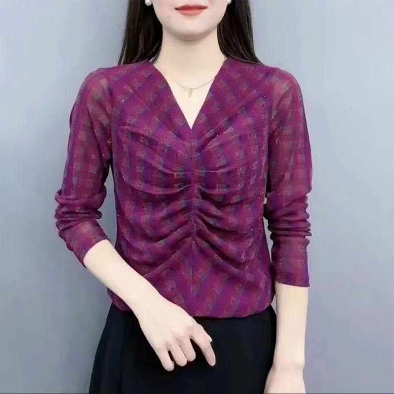 Повседневные модные яркие шелковые пуловеры в клетку женская одежда элегантные