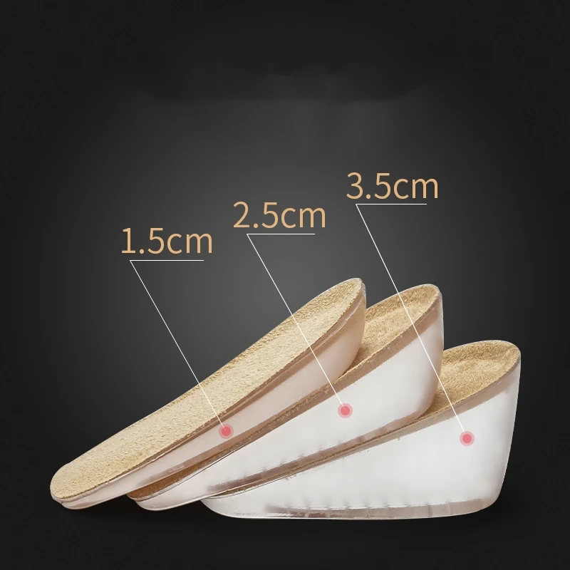 Silicone Inner Heightening Insoles, Invisible Heightening Pads Foot Pad Heel Pads Half Pads Heightening Cushions High Heels Men