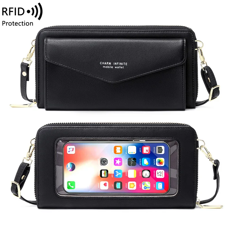 2023new Women's One Shoulder Crossbody Bag Touch Screen Phone Bag Korean Simple Multifunctional Clutch Bag Handbag Purse