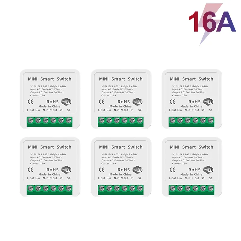 16A Tuya WiFi смарт-Переключатель Мини DIY переключатель 2 способ управления Умный дом Модуль Автоматизации голоса для Alexa Google Home Alice