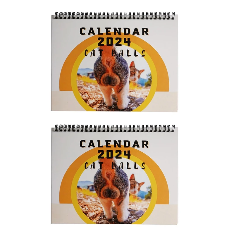 

2PCS 2024 Calendar Wall Calendar 2024 Set Jan. 2024 - Dec. 2024, 2024 Calendar Cats Buttholes Calendar 9.8X7.7Inch