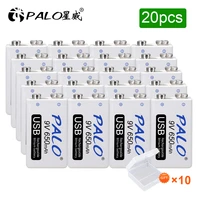 palo 16 30pcs usb charging 9v 650mah li ion battery 9v rechargeable battery for multimeter microphone toy remote control ktv use