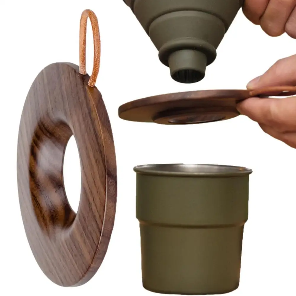 

Coffee Cone Dripper Rack Filter Funnel Holder Natural Wooden Filter Cup Holder Portable Tea Strainer Holder Outdoor Camping