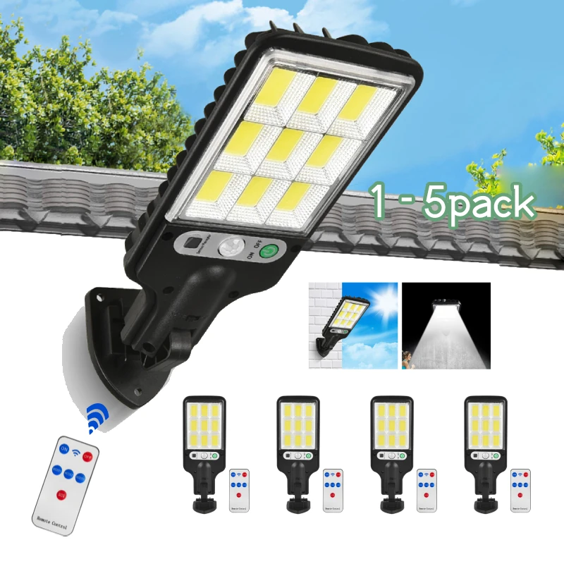 

Solar Street Lights 108COB 3 Lighting Modes Waterproof Motion Sensor Security Wall LED Lamp for Outdoor Garden Patio Path Yard