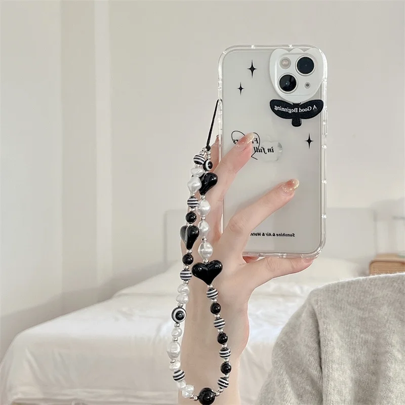 

Luxury Transparency Tulip Tpu Phone Cases For Iphone 13 12 Pro 11 X XR XS Max Lens Protection Shockproof Back Cover With Chain