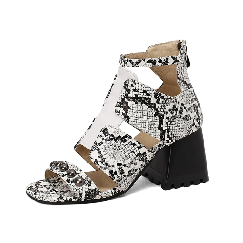 Женские сандалии с открытым носком на толстом высоком каблуке большой размер 32-48