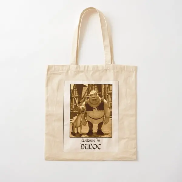 

Welcome To Duloc Cotton Canvas Bag Women Foldable Fabric Unisex Travel Tote Casual Handbag Shopper Grocery Reusable Fashion