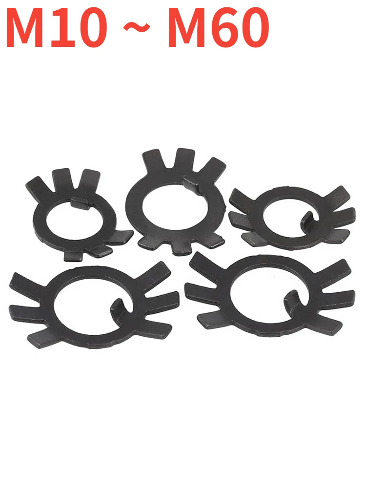 Прокладка блокировки GB858 M10 M12 M14 M16-M60, черные стальные стопорные шайбы, стопорные шайбы для шлицевых круглых гаек