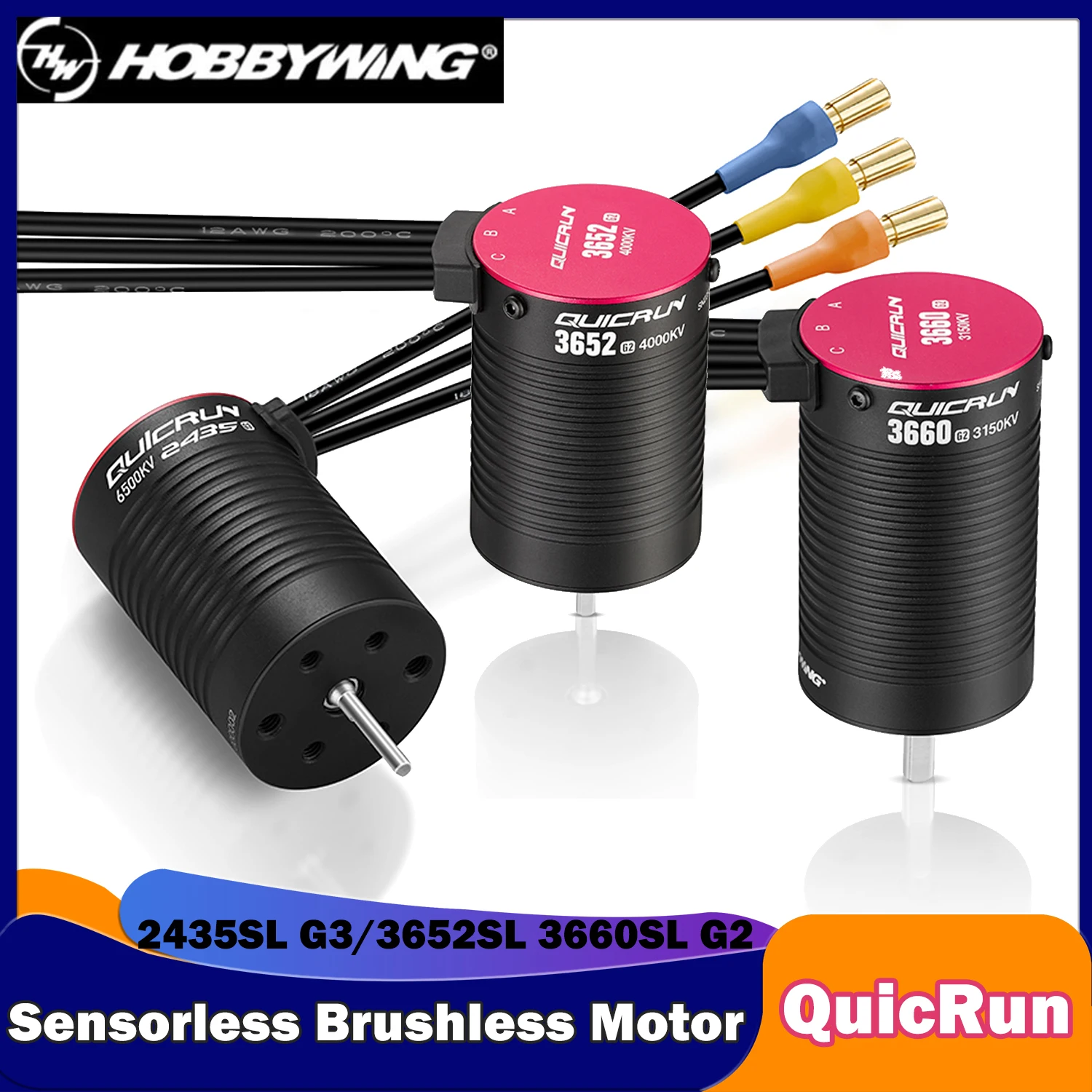 Бесщеточный двигатель HOBBYWING quirun 2435SL G3 3652SL 3660SL G2 для радиоуправляемого автомобиля 1/10 1/16 на дороге Багги Wltoys Redcat Tamiya