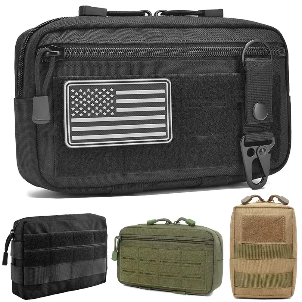 Фото Тактическая поясная сумка EDC Molle, компактные универсальные подсумки, поясная сумка-органайзер, медицинские сумки, чехол для телефона, аксессуары для охоты и активного отдыха №1