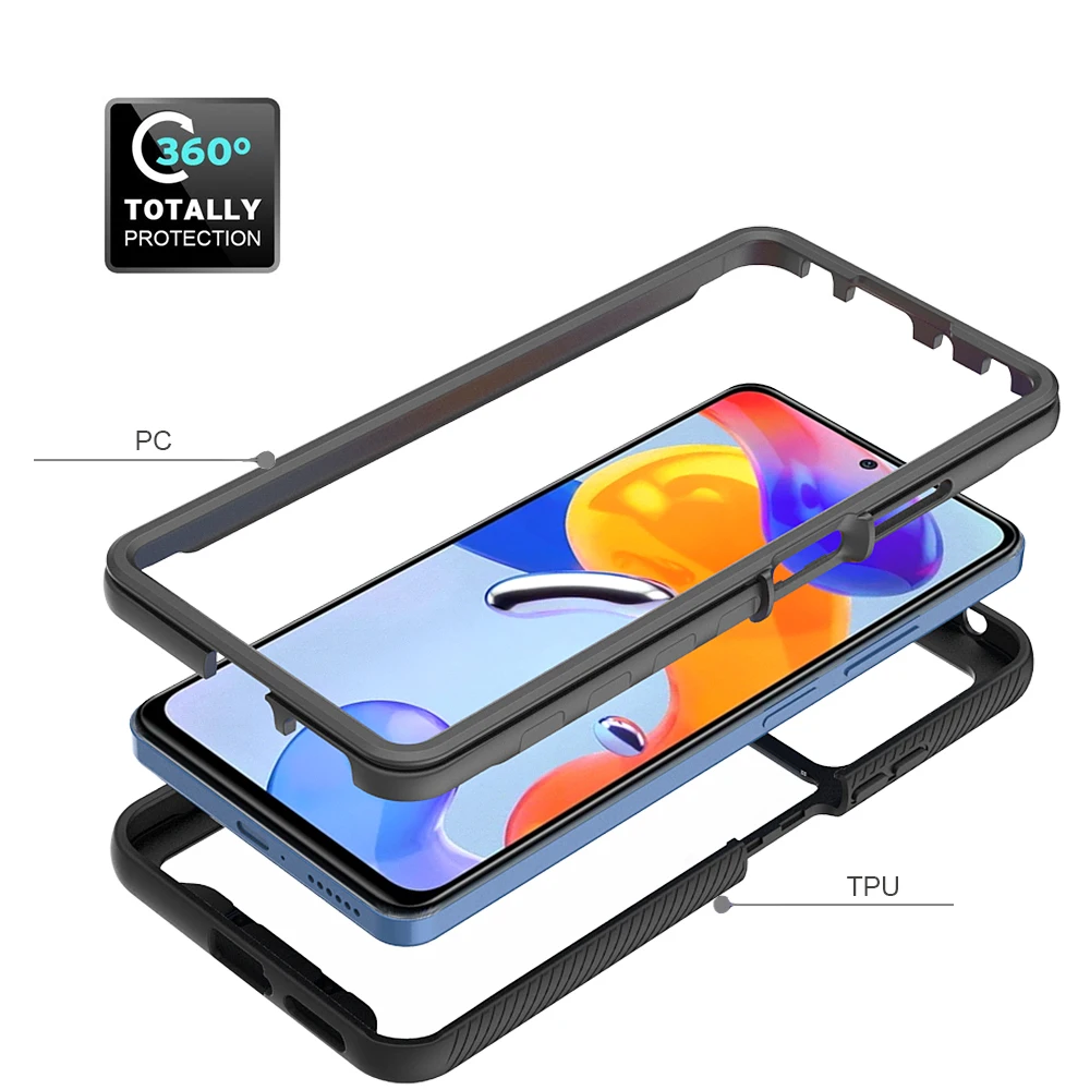 Прочный чехол для Xiaomi Redmi Note 11 Pro 11S 10S 10 Max жесткий пластиковый мягкий бампер из ТПУ