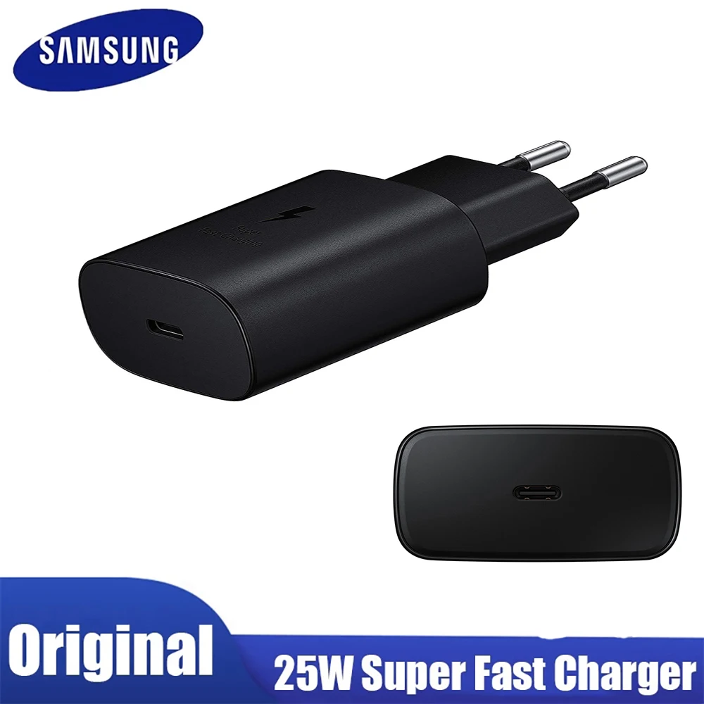 

Original Samsung A53 A33 A52 A32 F52 S22 S21 S20 Super Fast Charger 25W EU Power Adapter EP-TA800 For Galaxy S10 5G Type C Cable