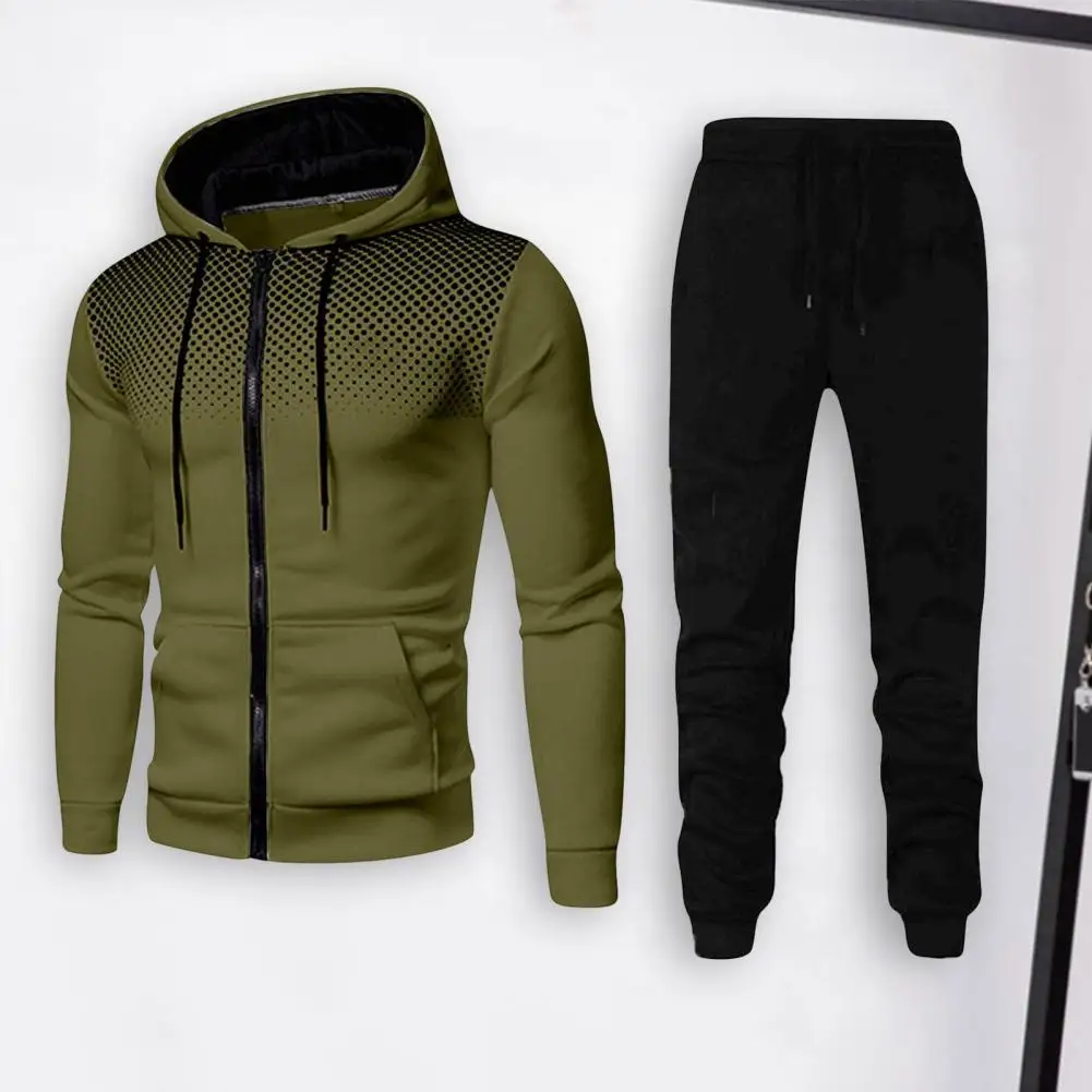 

Winter Pants Stylish Men's Winter Clothing Set Hoodie Pants Coat with Zipper Closure Elastic Waist Drawstring Breathable