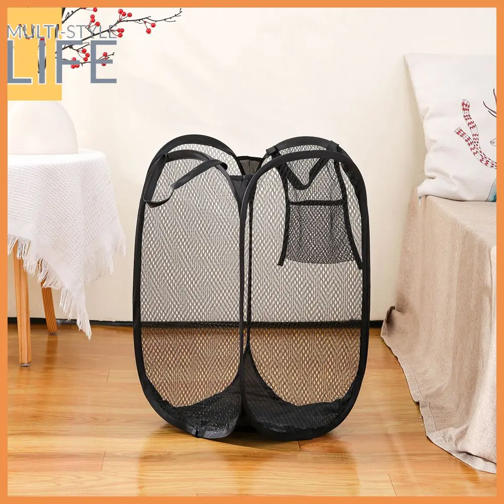 

Durable Dirty Clothes Organizer Foldable Wide Application Range Mesh -up Square Laundry Basket Light Weight High Quality