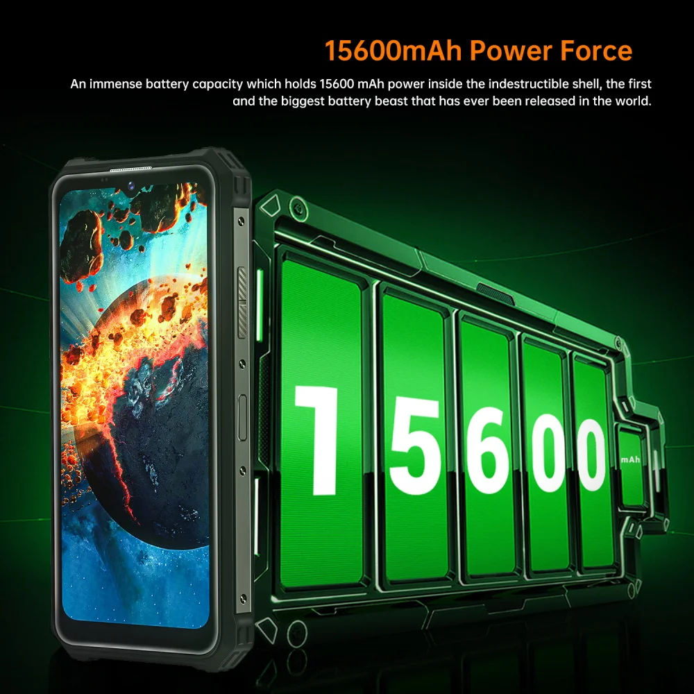 OUKITEL WP15 S WP15S 15600mAh Rugged Phone 6.52''HD+ IP68 Waterproof Mobile Phone 4GB+64GB 20MP Triple Camera Global Bands Phone