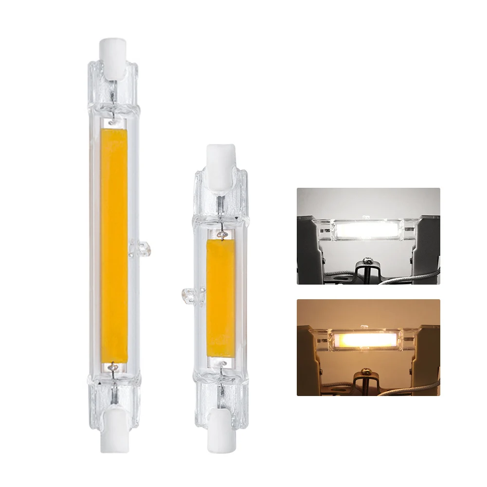r7s led dimmable cob lamp bulb lights glass 118mm 78mm 8w 16w ampoule glass tube 220-240v cob glass replace halogen spotlight