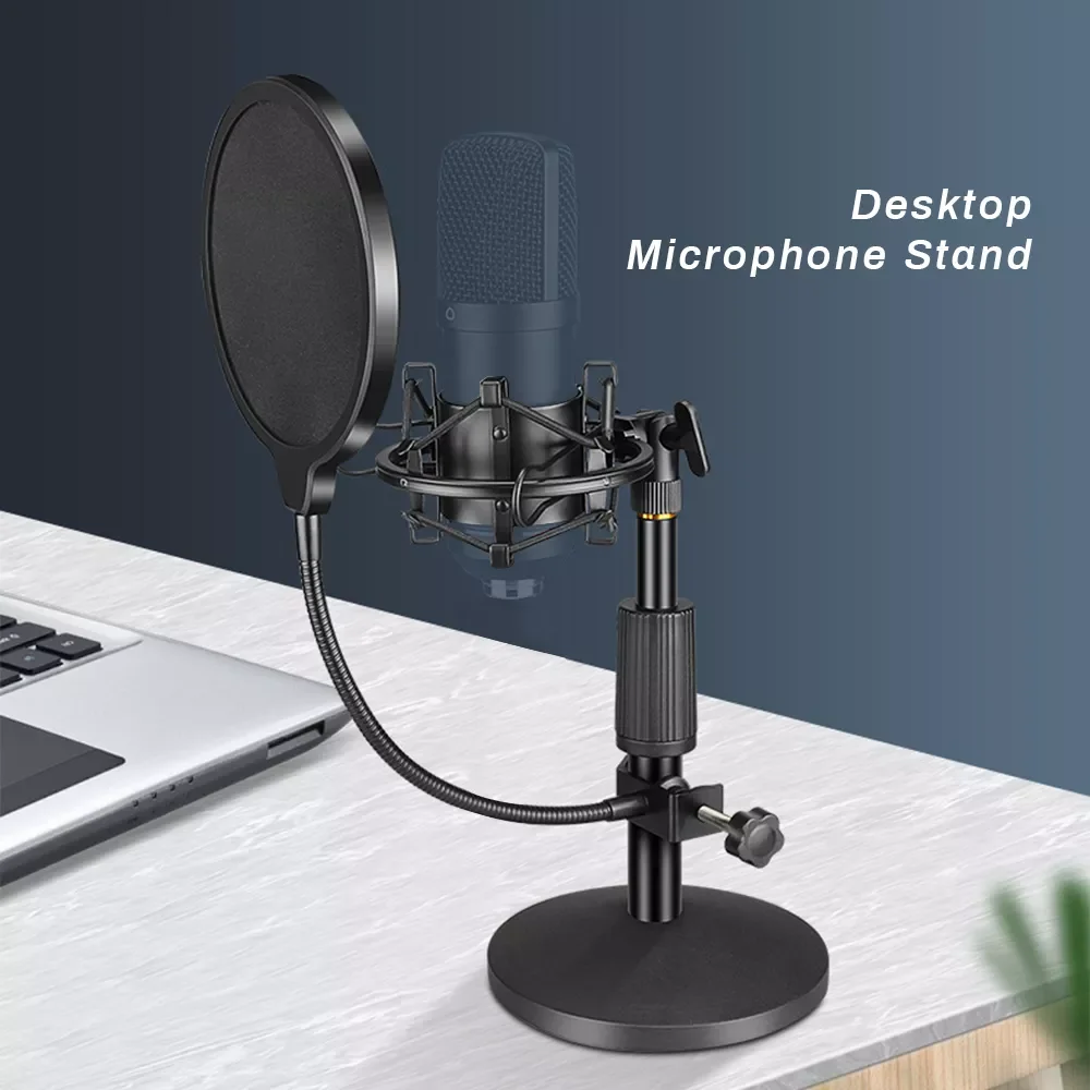 

USB Condenser Microphone Tabletop Stand with Shock Mount Holder Pop Filter mic Stand for K669 k670 bm 800 Microphone