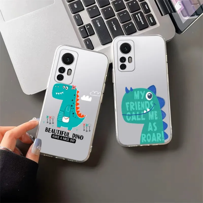 

Dinosaur Cute Phone Case For Xiaomi 13 12 10 11 11T Poco F3 M4 Redmi K40 K30 10X 9T Note10 11 10S 9 8 Pro Lite Transparent Cover