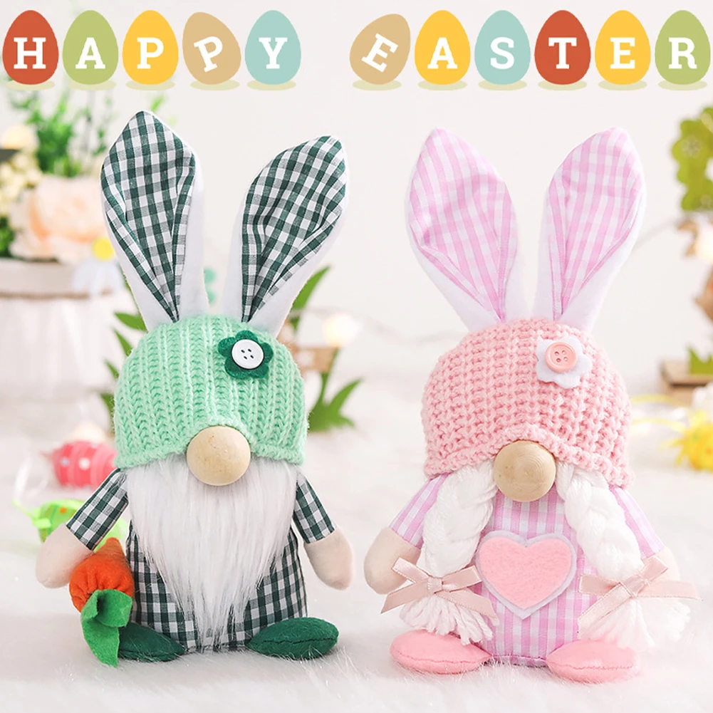 

2023 New Easter Faceless Gnome Rabbit Doll Handmade Reusable Home Decoration Spring Hanging Bunny Ornaments Kids Gifts