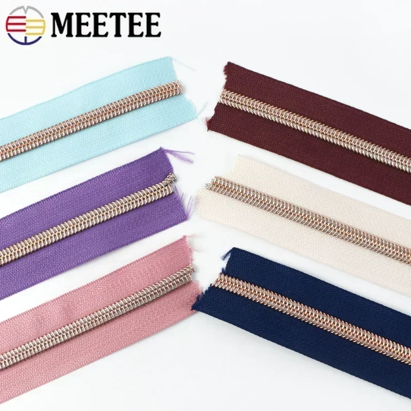 1-20M Meetee 5 # Нейлоновые застежки-молнии розового золота рулоны катушек молнии для
