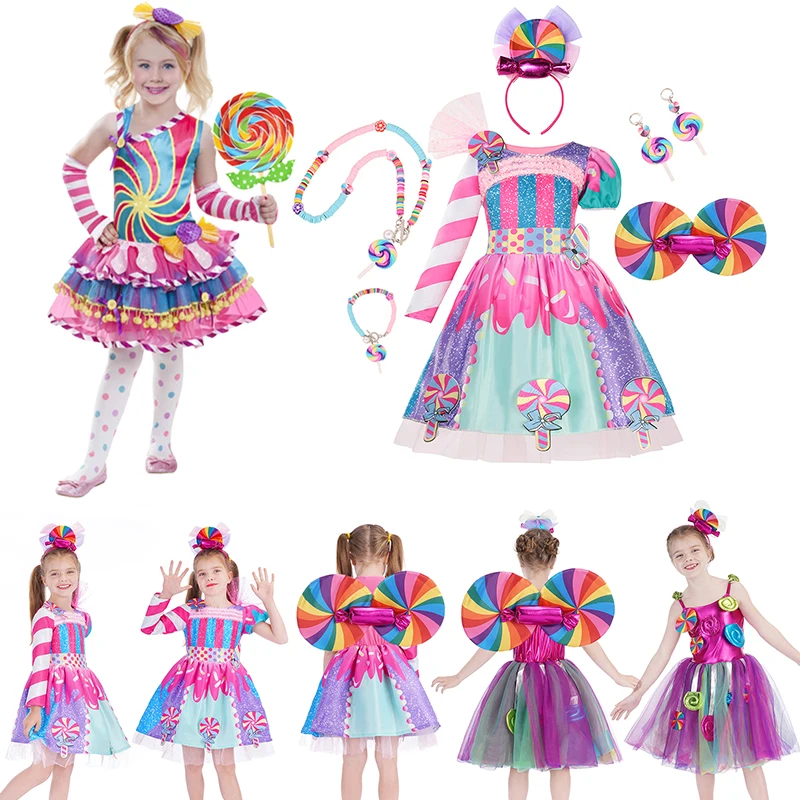 

2023 Children Dresses Candy Girls Princess Costumes Elegant Evening Party Tutu Prom Gown Dress Lollipop Clothing for Girls Purim
