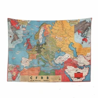 world maps wall hanging cloth shabby chic decorative banner flag vintage tapestry wall sticker bedroom living room home decor a2