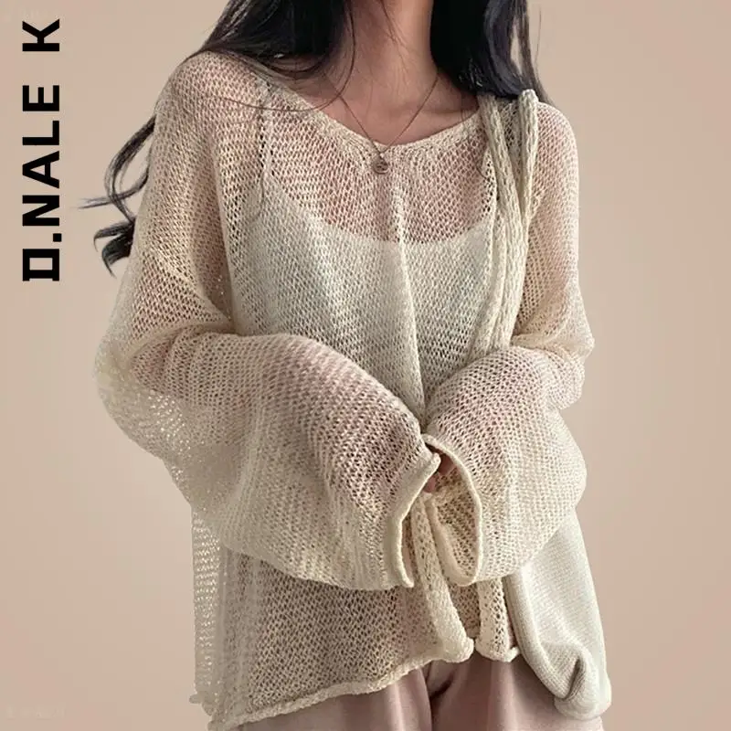 

D.Nale K Fashion Casual Lazy Style Full Sleeves Jumpers Tops Hollow Out Sexy Women Streetwear Chic Femme Sweaters Pullovers