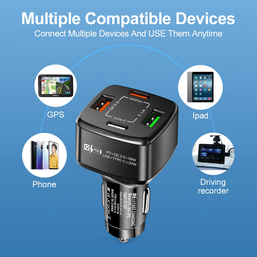 Автомобильное зарядное устройство Olaf для быстрой зарядки USB Type-C PD QC3.0 3 1 А с