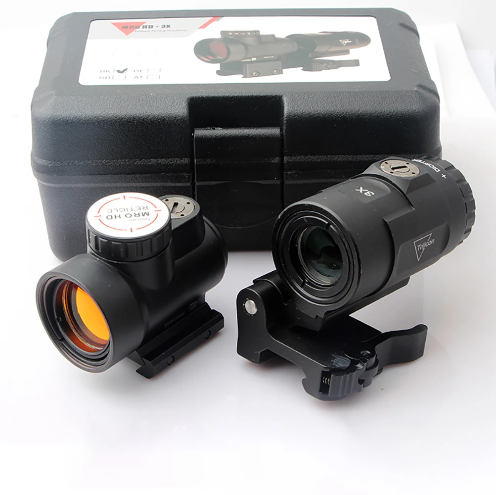 

Tactical MRO 1X25 Red Dot Sight 2MOA/68MOA Reticle and Trijicon 3X Magnifier Combo with Full Original Markings for Hunting