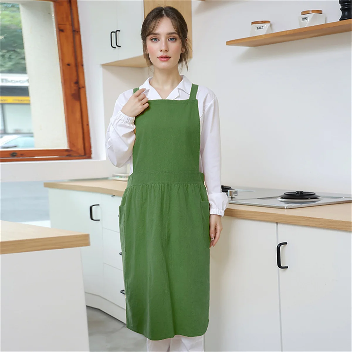 Регулируемый фартук для приготовления пищи унисекс бытовой однотонный