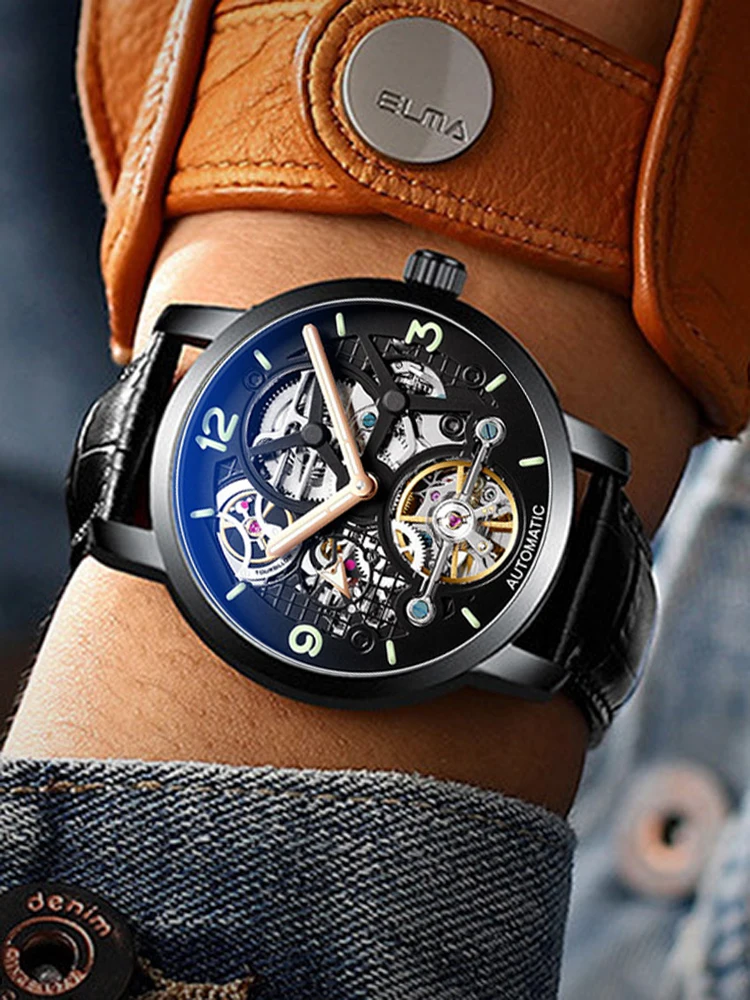 Enlarge AILANG Men Watch Tourbillon Luxury Black Steel Waterproof Luminous Watches Automatic Mechanical Wrist Watch Reloj Hombre