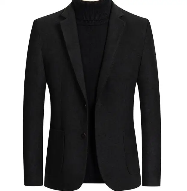 

Новый костюм, мужской однотонный блейзер из смески шерсти с длинным рукавом, приталенный модный красивый блейзер с двумя пуговицами, ABE140