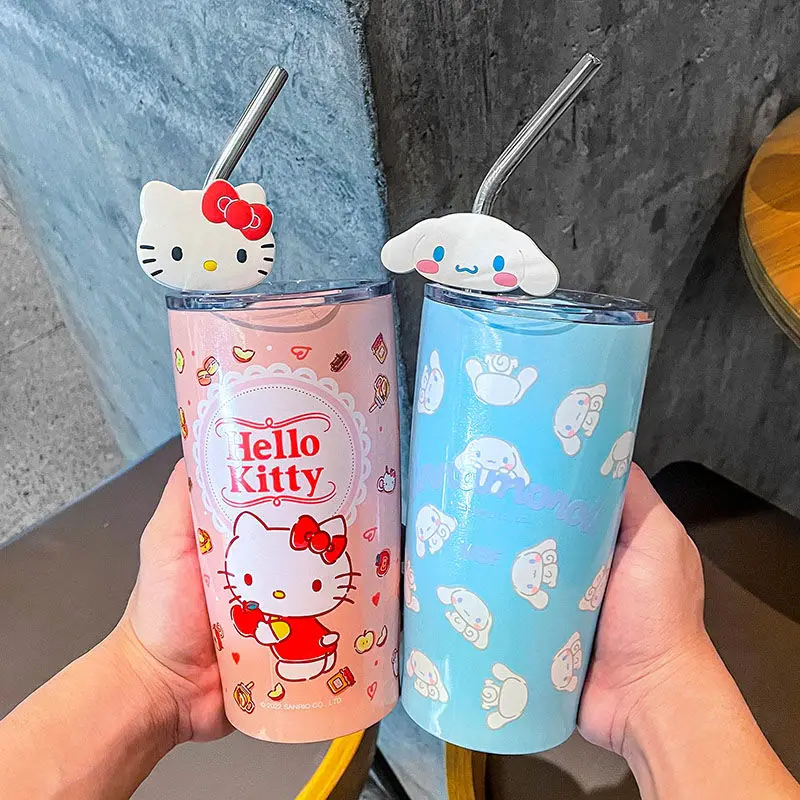 Соломенная чашка Hello Kitty с милым принтом украшение мультяшной наклейкой пара