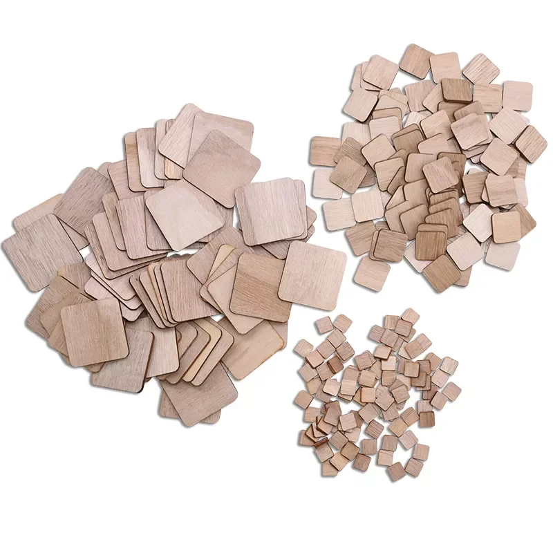 

Square Wood Chips Natural Unfinished Wood DIY Handmade Wooden Crafts Kids Painting Toy Wedding Birthday Party Decoration