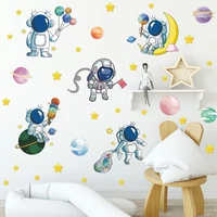 creative new cartoon astronaut planet moon star wall stickers home wall decoration wallpaper self adhesive cute home decor