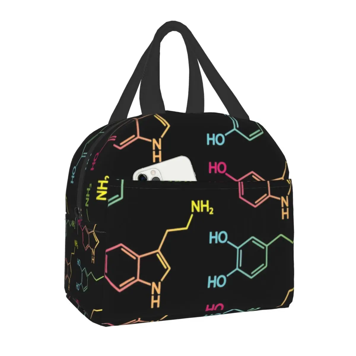 

Serotonin And Dopamine Biology Insulated Lunch Bag for Outdoor Picnic Science Chemistry Laboratory Leakproof Bento Box