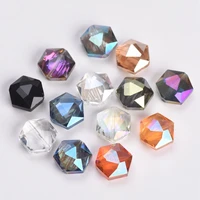 10pcs hexagon faceted crystal glass 12mm 16mm 20mm 22mm loose crafts beads for jewelry making diy