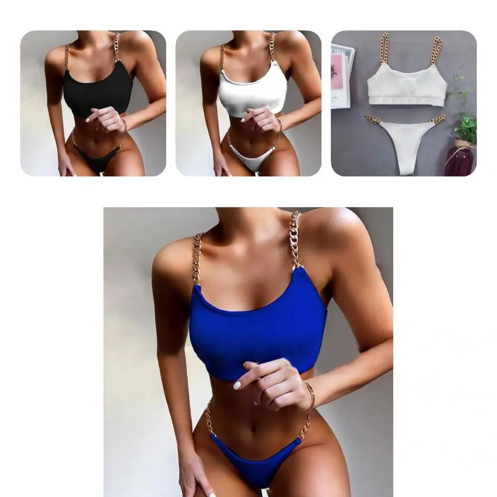 

1 комплект, женское бикини с цепочкой и порнографическим принтом