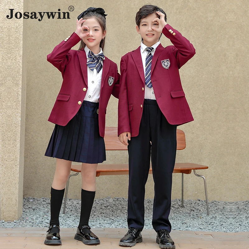 

Детские костюмы для мальчиков-подростков, комплект из 4 предметов, униформа для студентов, топ + брюки + рубашка, комплекты детской одежды в британском стиле