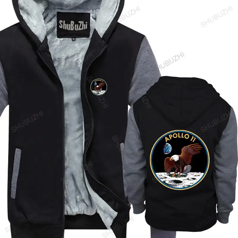 

men winter warm black hoody APOLLO 11 ADULT hoodies Novelty Cool Tops male thick hoodies euro size
