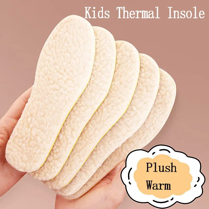 

Winter Kids Warm Insole Wool Plush Thicken Boy Girl Thermal Insole Non-Slip Comfortable Sports Shoe Children Cotton Insole