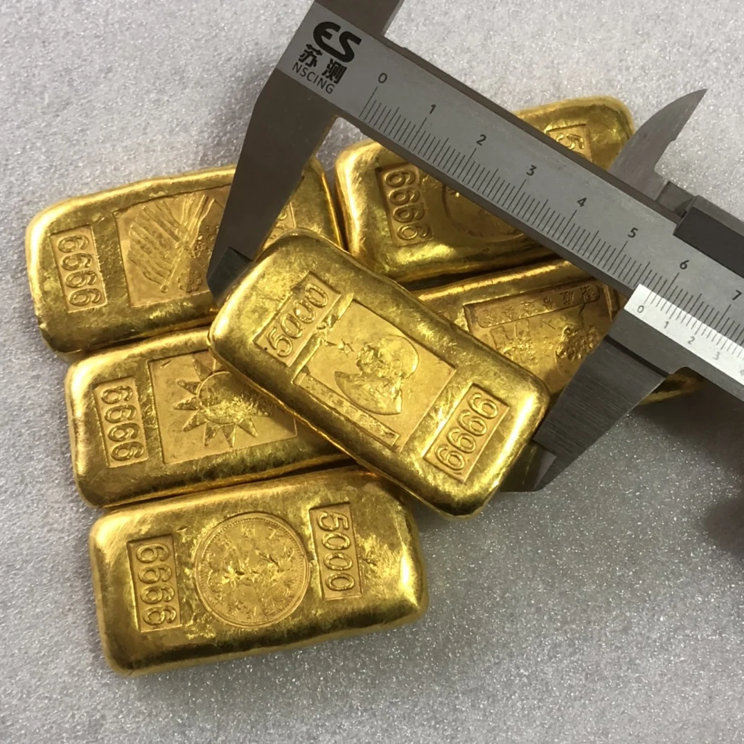 Изысканный антикварный комплект из медных позолоченных золотых слитков Китая 6
