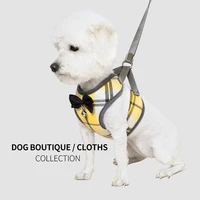 dog harness pet accessories traction rope small dog and cat breathable vest chest strap plaid fashion tractor