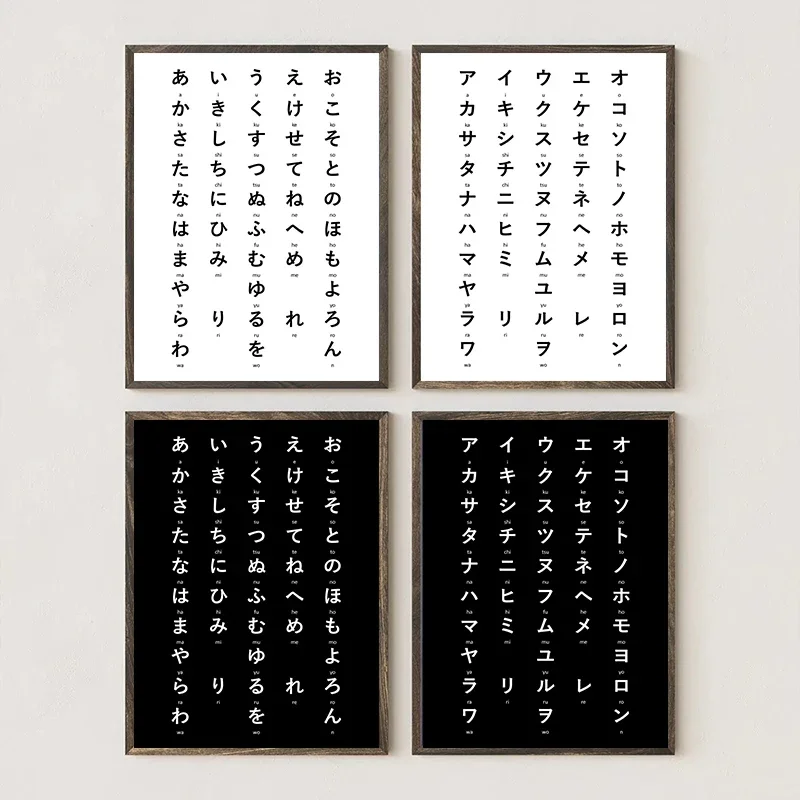 Японская алфавитная схема плакат современные модели принты Hiragana Katakana школьное